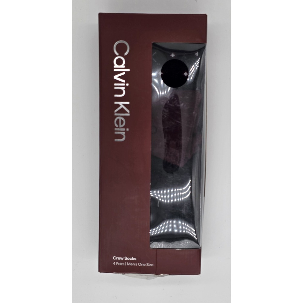 Calvin Klein Crew Length Dress Socks Men One Size Black, Maroon Assorted 4 Pack
